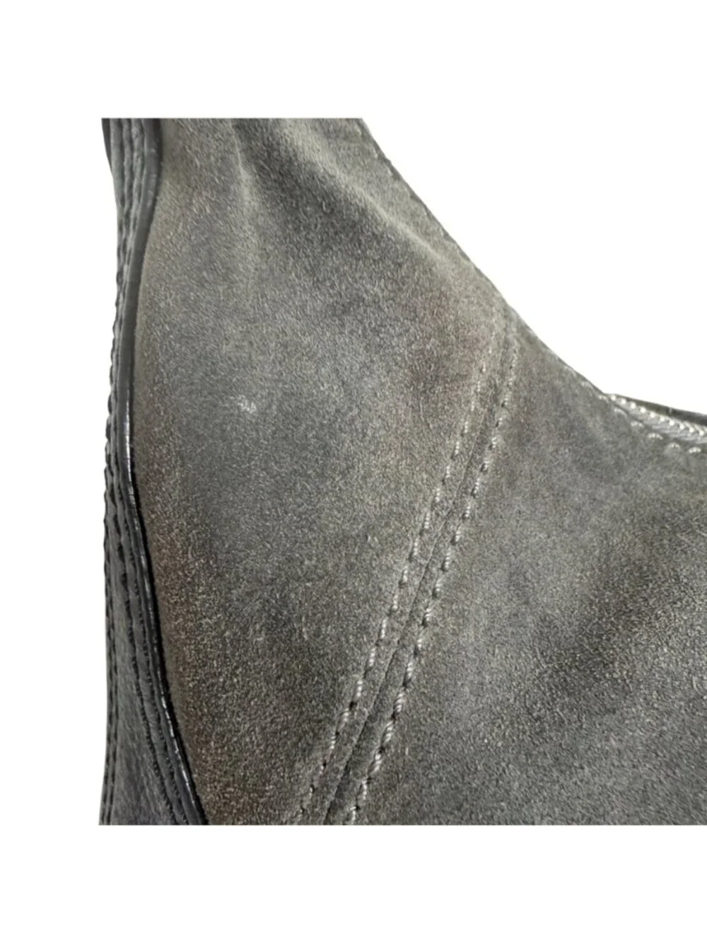 Michael Kors Saratoga Gray Suede Hobo Bag w Chain Side Accents - Picture 7 of 15